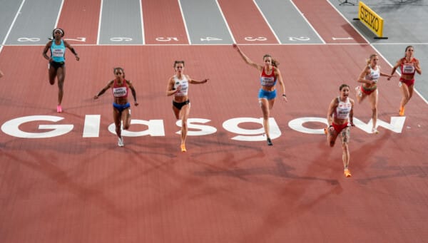 Zawodniczki rywalizujące podczas halowych mistrzostw świata WORLD ATHLETICS INDOOR CHAMPIONSHIPS GLASGOW 24
