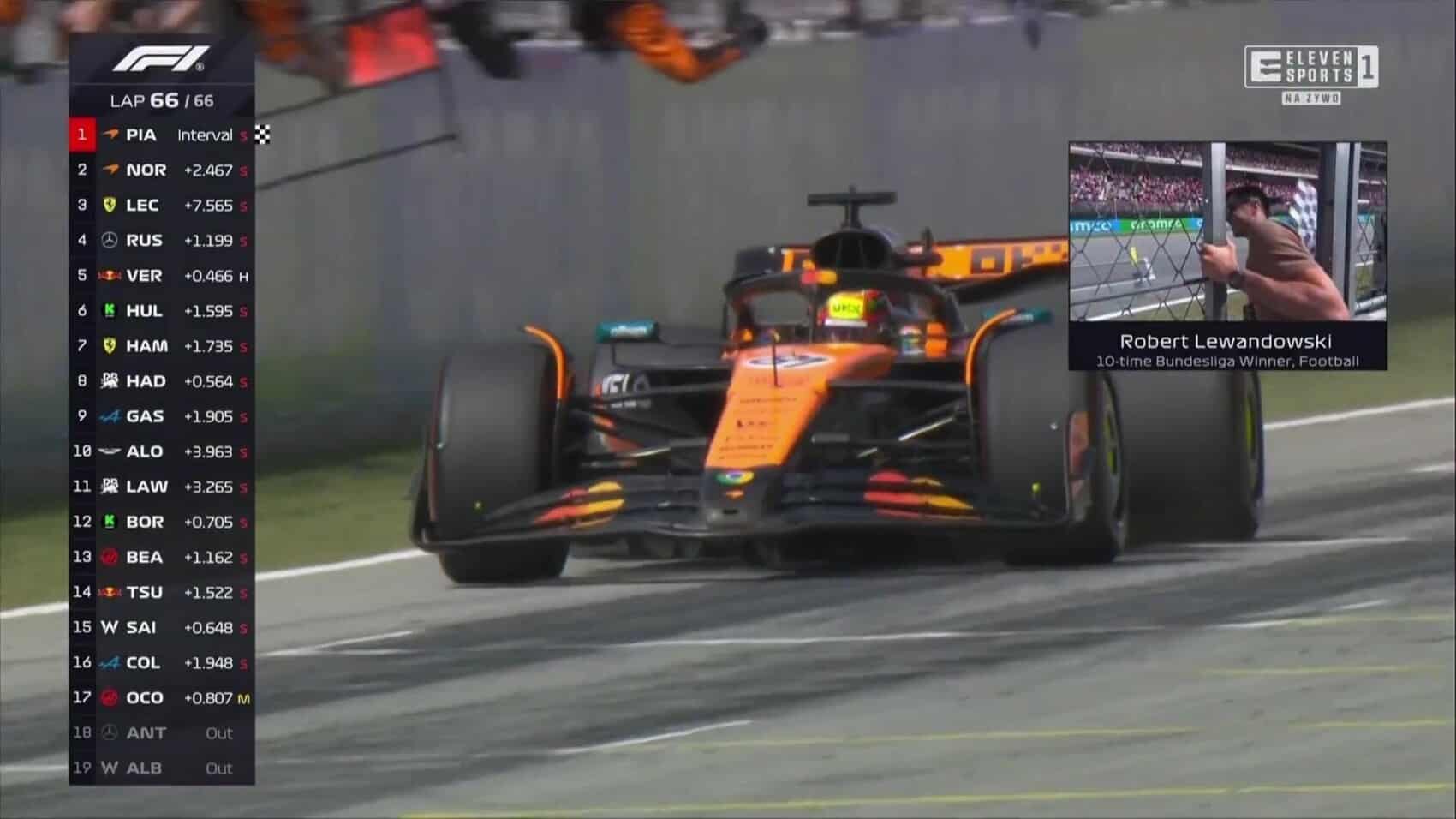 F1 GP Hiszpanii 2025: Oscar Piastri wygrywa dla McLarena, Robert Lewandowski gościem specjalnym transmisji