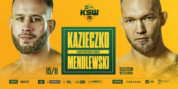 Plakat walki Kazieczko vs Mendlewski na gali XTB KSW 112 w Netto Arenie Szczecin, 15 listopada 2025, lightweight bout