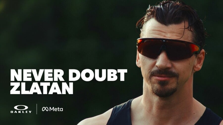 Zlatan Ibrahimović w okularach przeciwsłonecznych w kampanii „Never Doubt Zlatan” marki Oakley i Meta.